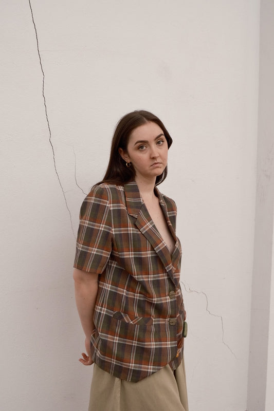 Boxy Plaid Blazer