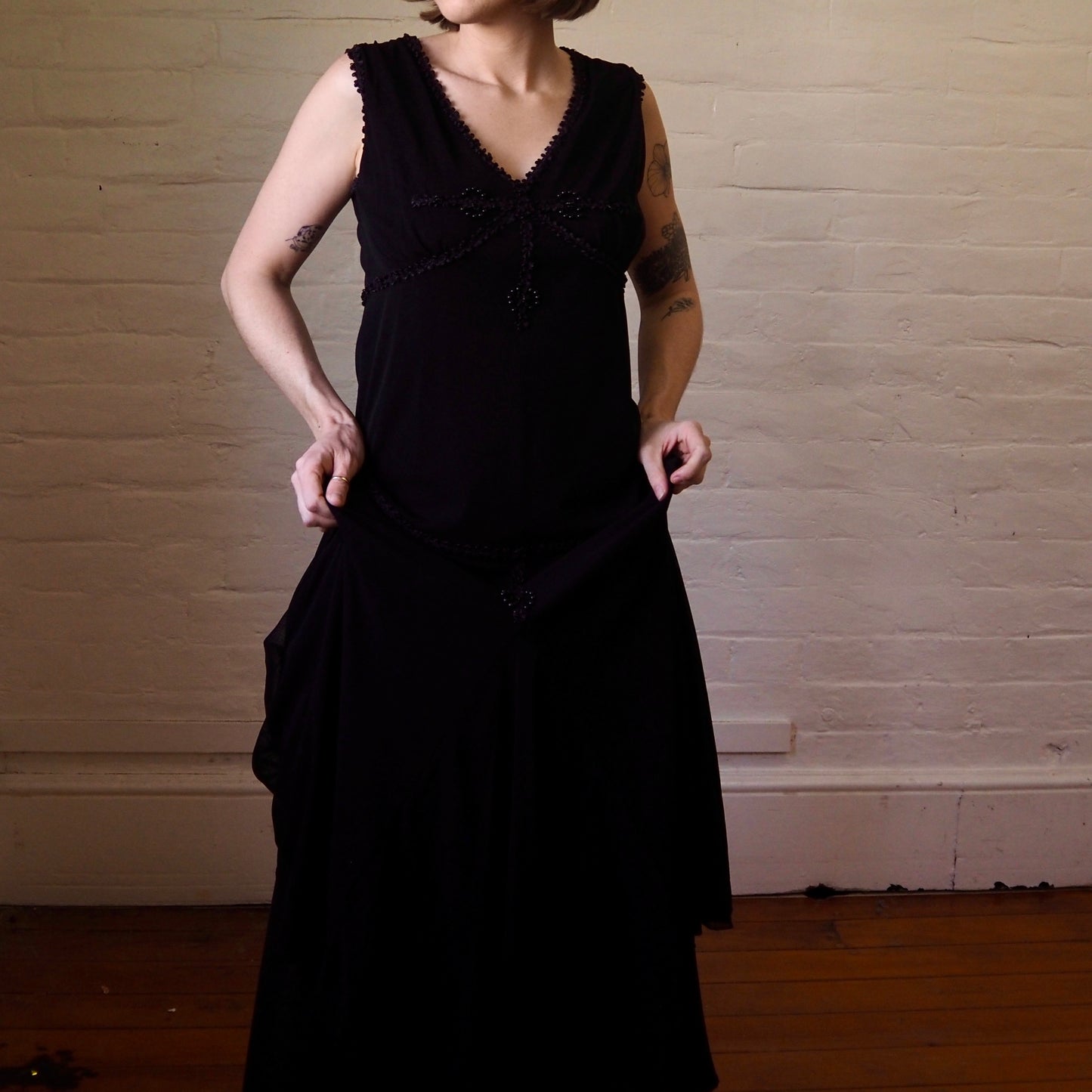 90's Beaded Black Dress