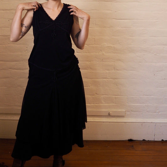 90's Beaded Black Dress